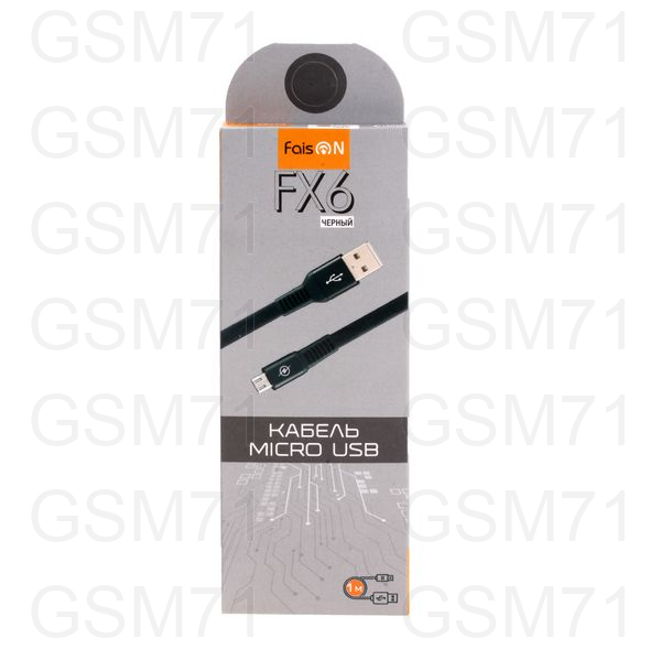 Кабель (micro-USB) "FAISON" FX6 Black 2,1A, 1,0m
