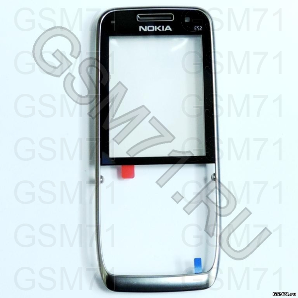 Nokia E52 - передняя панель со стеклом (Black Aluminium) Original