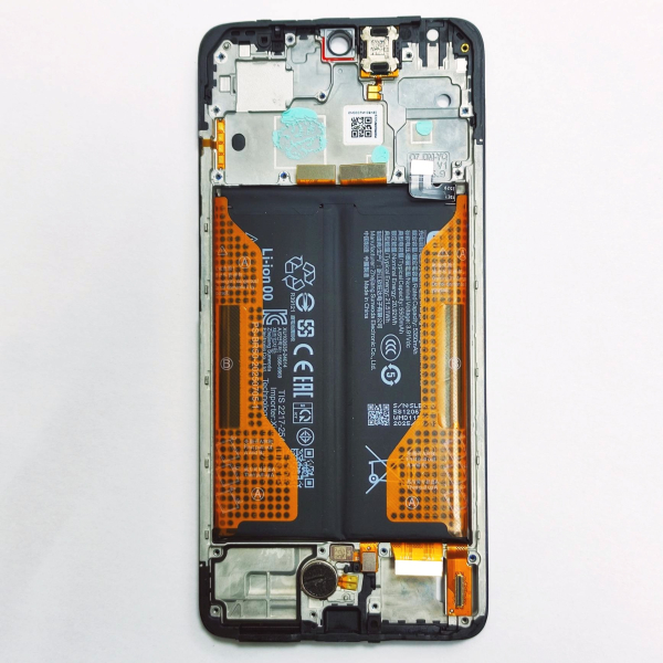 Xiaomi Redmi Note 14 4G (24117RN76O) - рамка дисплея с аккумулятором, шлейфами (Black) Original