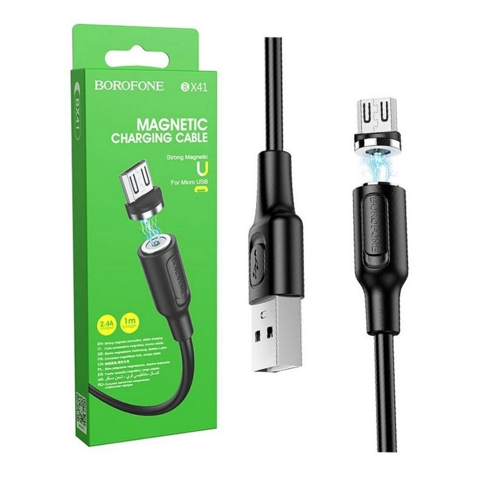 Кабель магнитный (micro-USB) "BOROFONE" BX41 (Black) 2.4A 1,0m