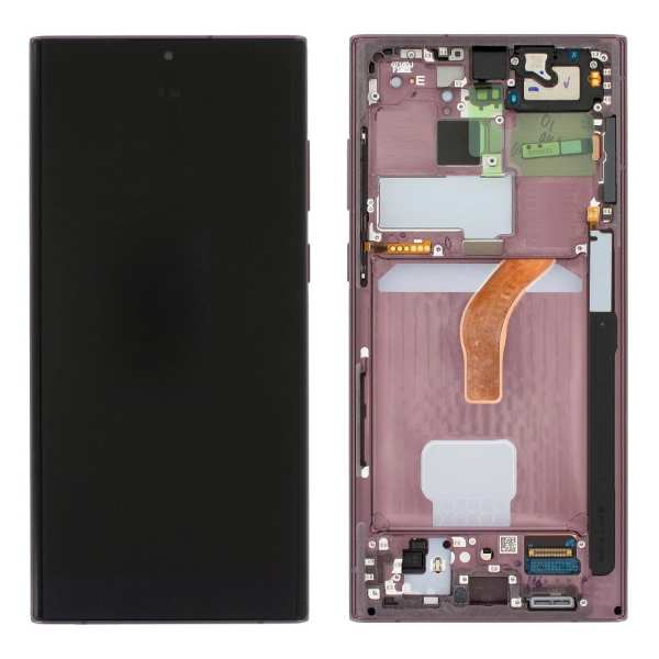 Samsung S908b Galaxy S22 Ultra - дисплейный модуль в рамке (Burgundy) Original
