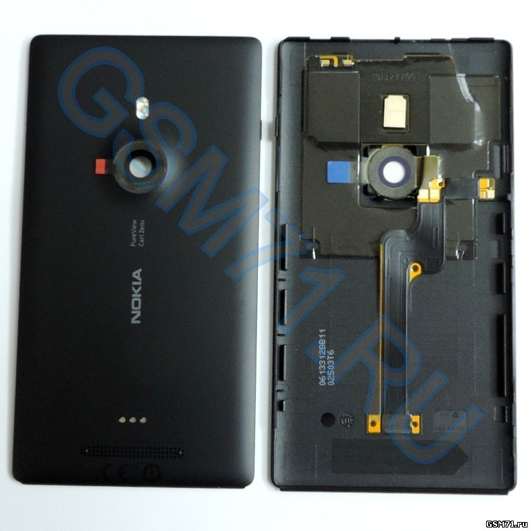 Nokia-925_covbat-black Nokia 925 Lumia - крышка аккумулятора со шлейфами, стеклом камеры (Black) Original