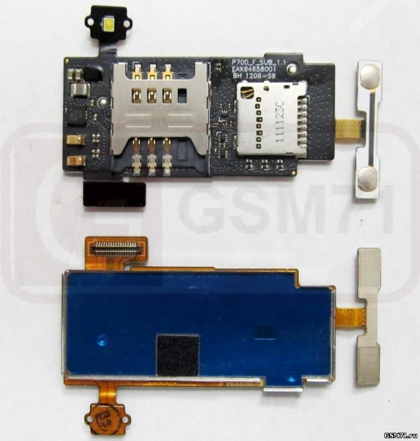 LG P700, P705 Optimus L7 - шлейф Flash и SIM карты, боковых кнопок Original